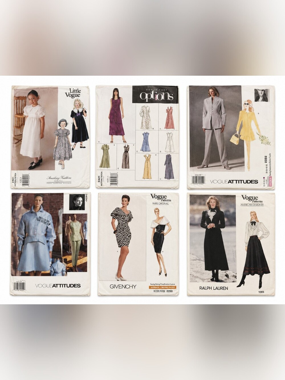 Vintage Vogue Designer Pattern Lot